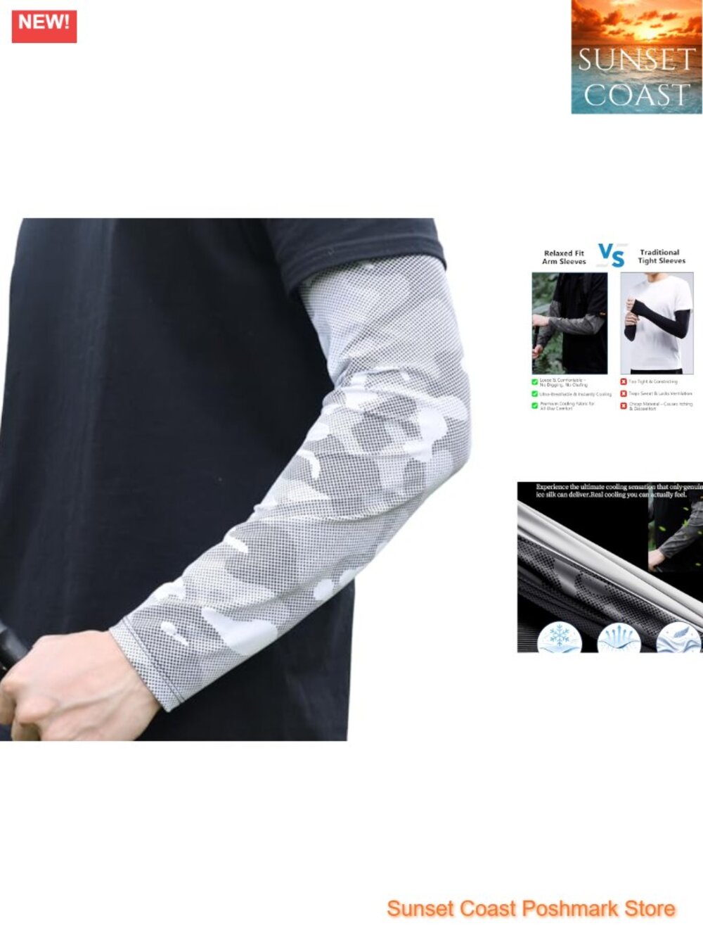 Loose Fit Cooling Arm Sleeves UPF 50+ for Sports